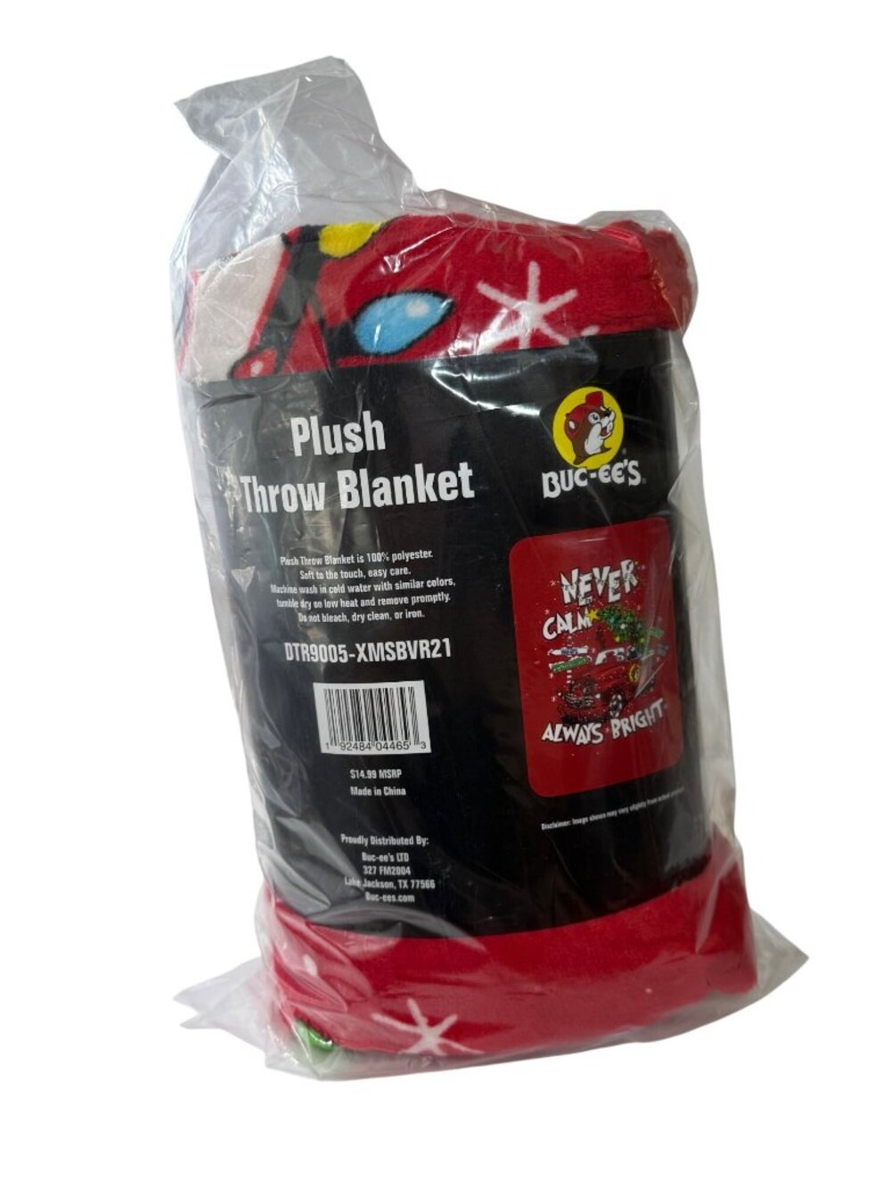Buc-ees "Never Calm Always Bright" Plush Throw Blanket 50"x70" Red Christmas Des - Picture 2 of 5